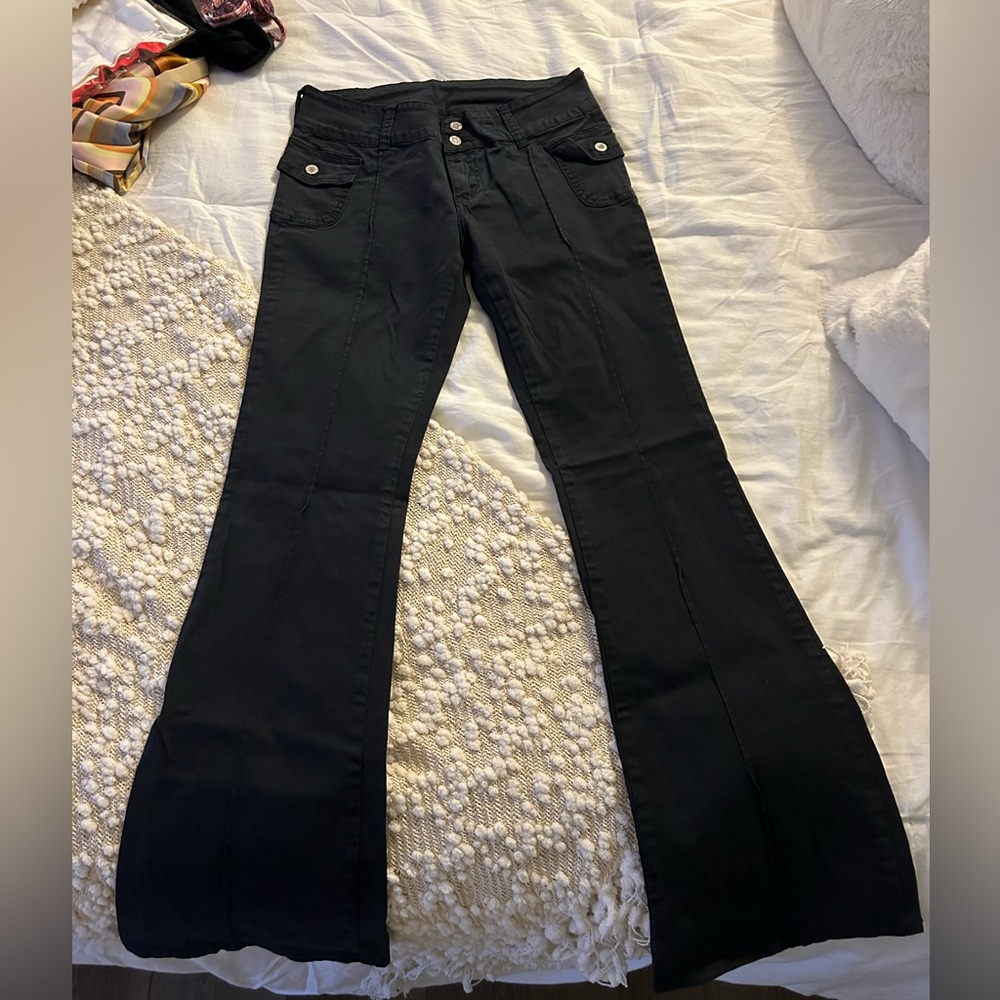 John Galt Black Low Rise Pants